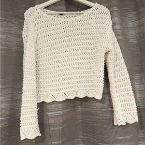 American Eagle Ballet Neck Open Knit Sweater